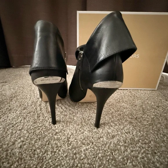 Michael Kors Black Peep-Toe Heeled Boots - Picture 3 of 5